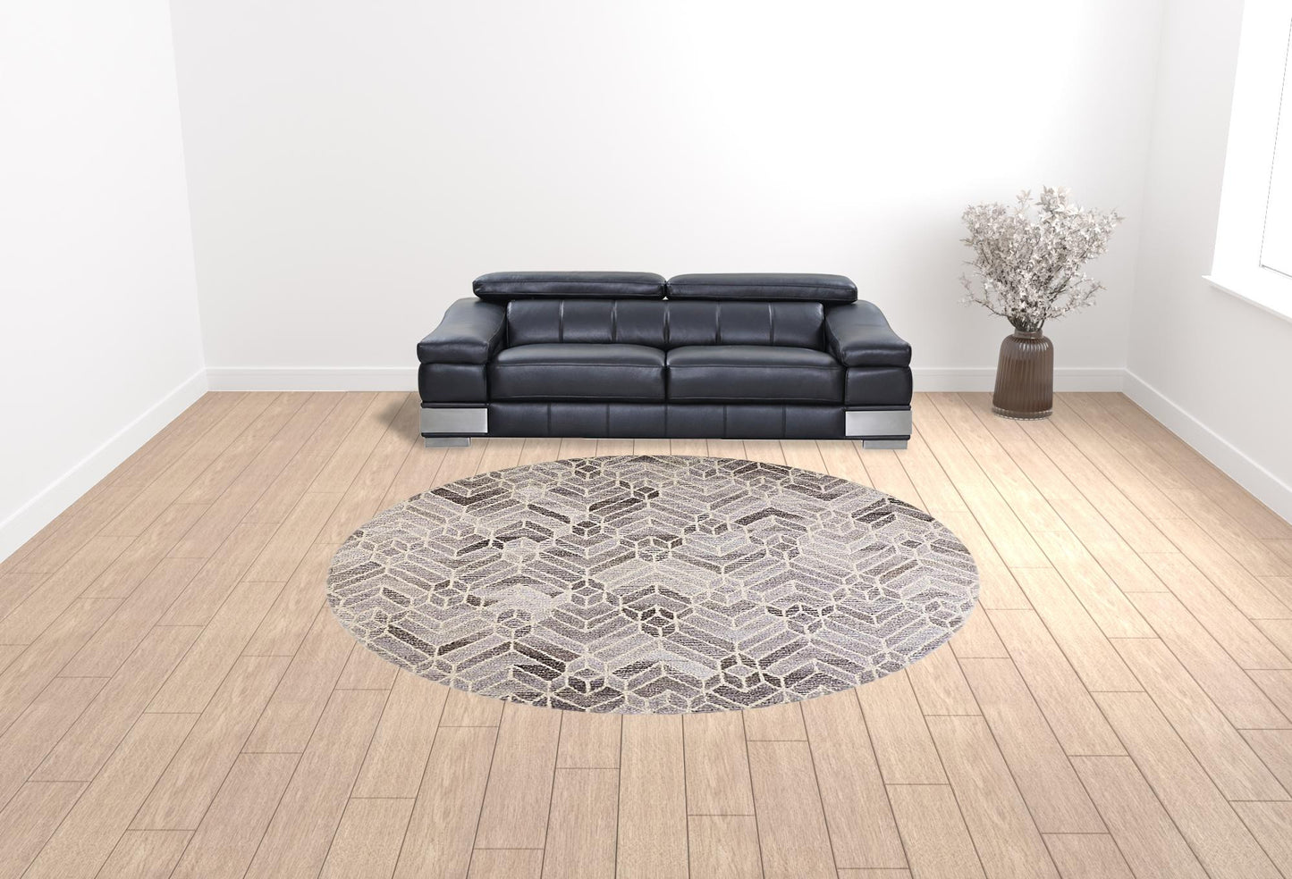 4' X 6' Taupe Gray And Ivory Wool Geometric Tufted Handmade Area Rug