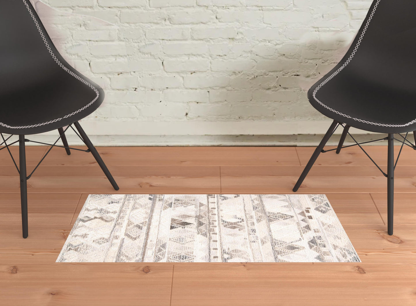 5' X 8' Ivory Tan And Gray Wool Abstract Tufted Handmade Area Rug