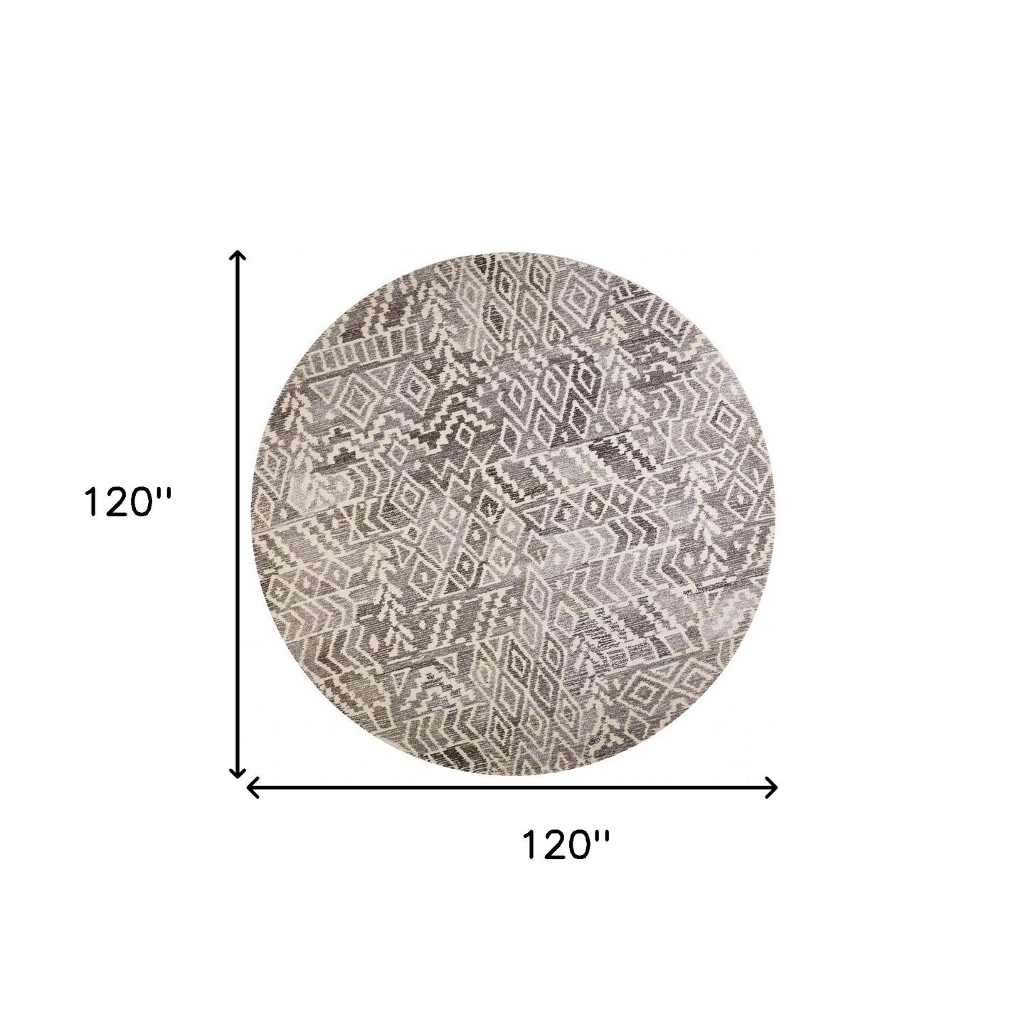 8' Gray And White Wool Abstract Tufted Handmade Runner Rug