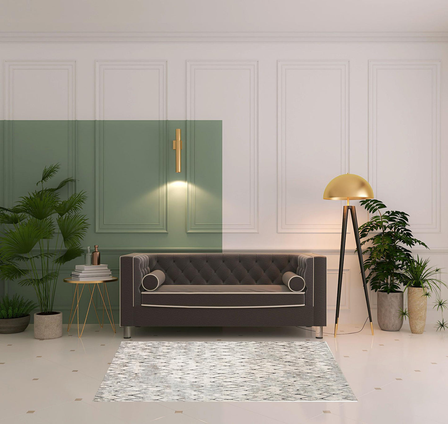 4' X 6' Ivory Gray And Taupe Abstract Stain Resistant Area Rug