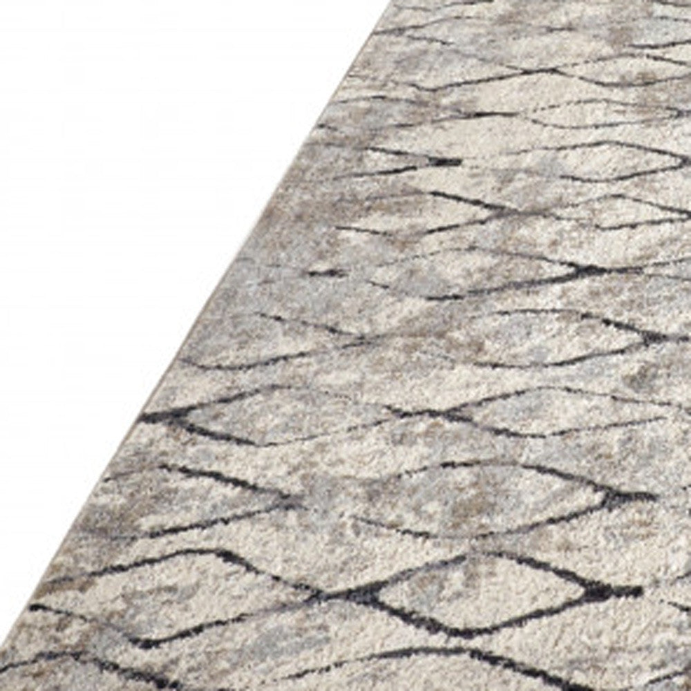 4' X 6' Ivory Gray And Taupe Abstract Stain Resistant Area Rug