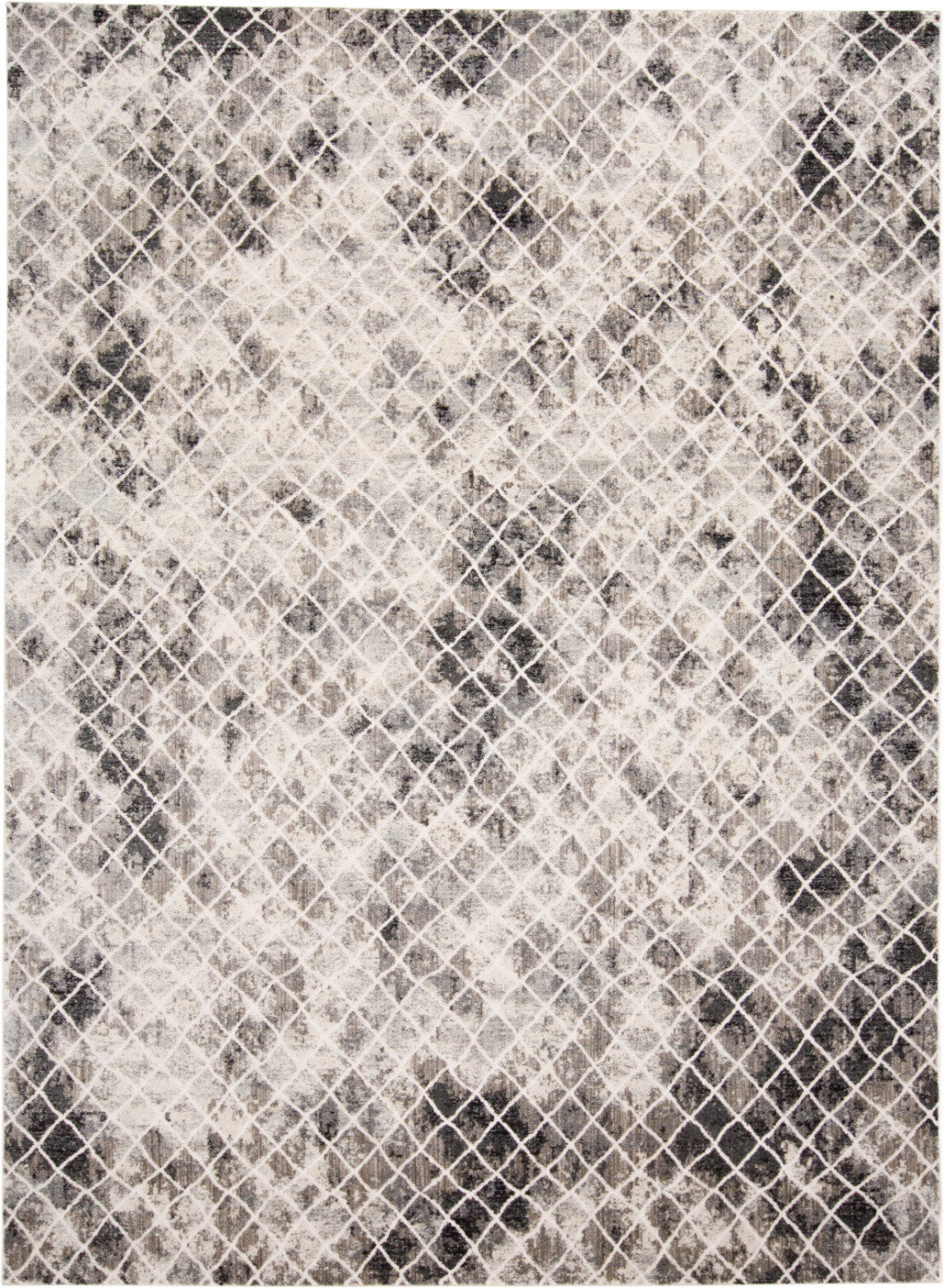 7' X 10' Ivory Gray And Taupe Abstract Stain Resistant Area Rug