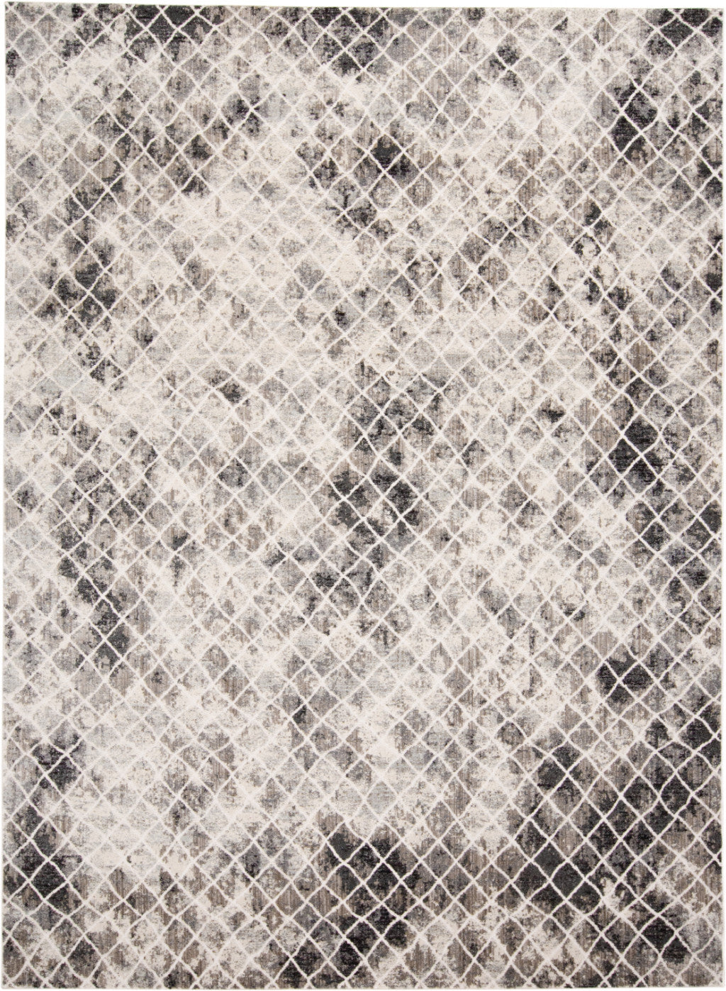 7' X 10' Ivory Gray And Taupe Abstract Stain Resistant Area Rug