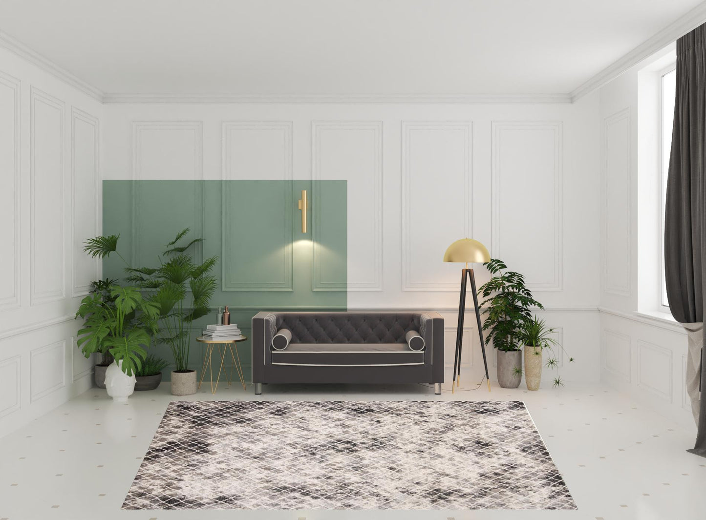 7' X 10' Ivory Gray And Taupe Abstract Stain Resistant Area Rug
