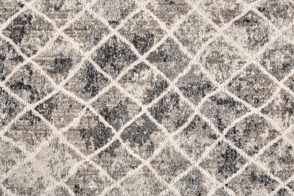 7' X 10' Ivory Gray And Taupe Abstract Stain Resistant Area Rug