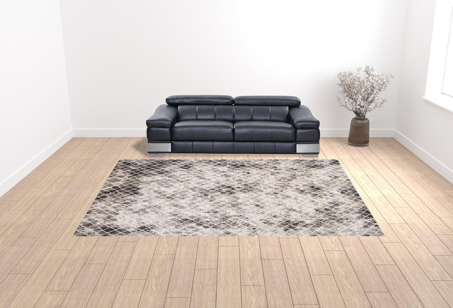 7' X 10' Ivory Gray And Taupe Abstract Stain Resistant Area Rug