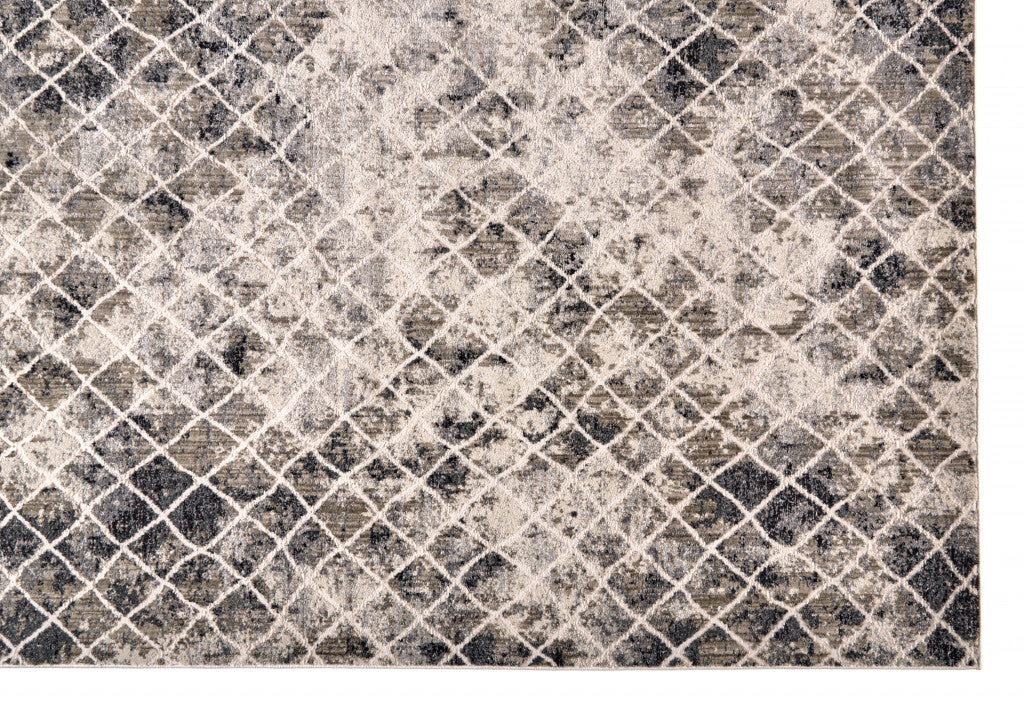 7' X 10' Ivory Gray And Taupe Abstract Stain Resistant Area Rug