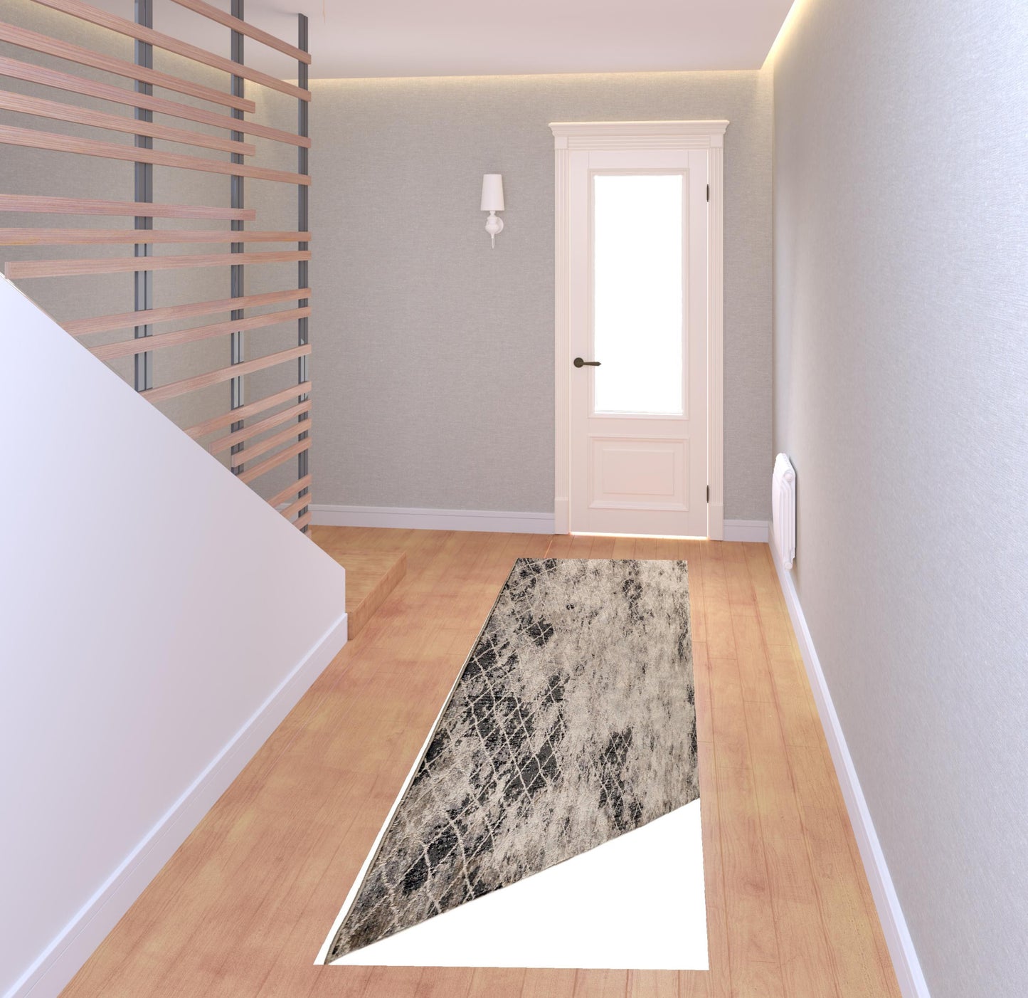7' X 10' Ivory Gray And Taupe Abstract Stain Resistant Area Rug