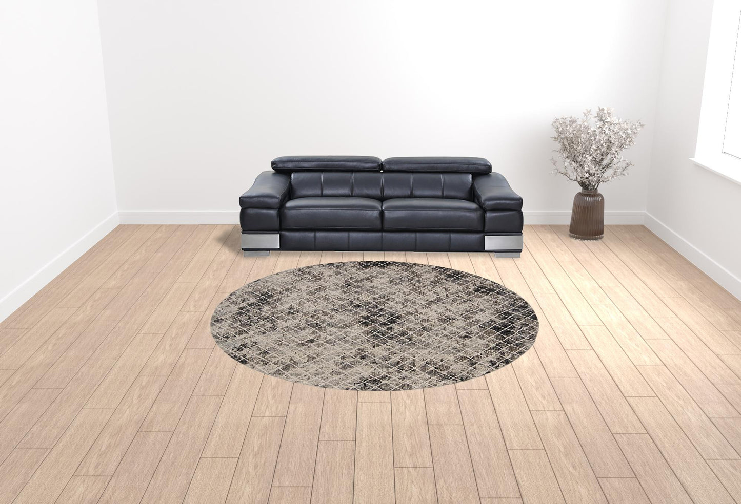 7' X 10' Ivory Gray And Taupe Abstract Stain Resistant Area Rug