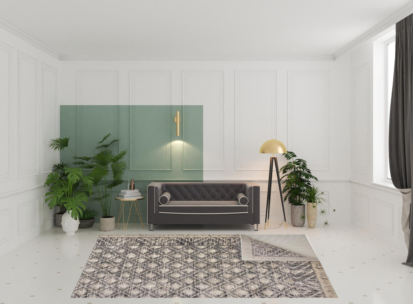 4' X 6' Ivory Black And Taupe Abstract Stain Resistant Area Rug
