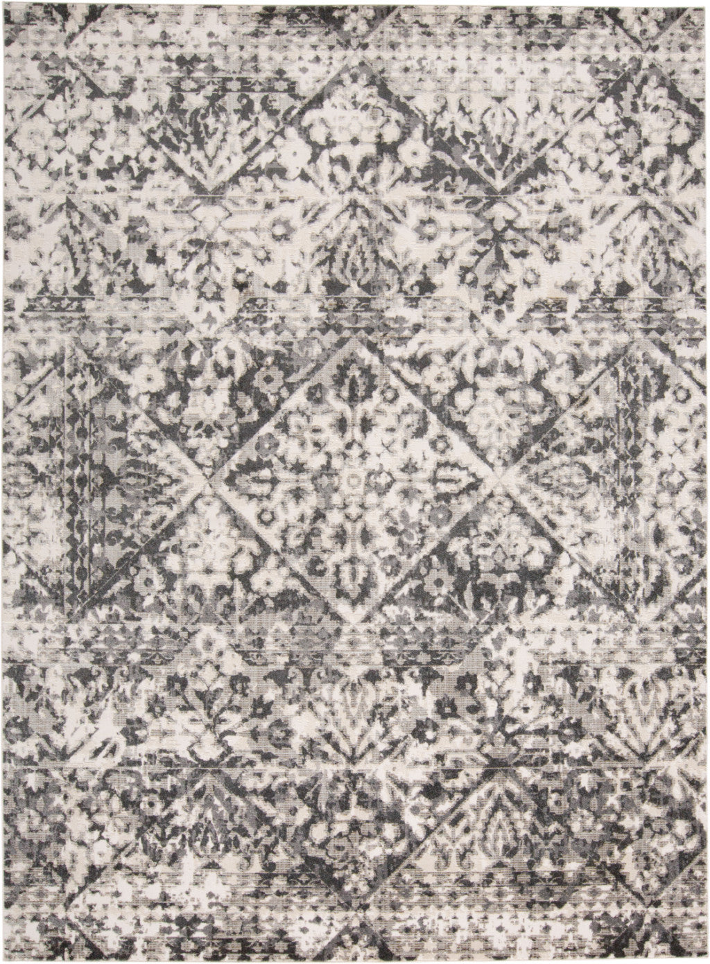 8' X 11' Gray Ivory And Silver Abstract Stain Resistant Area Rug
