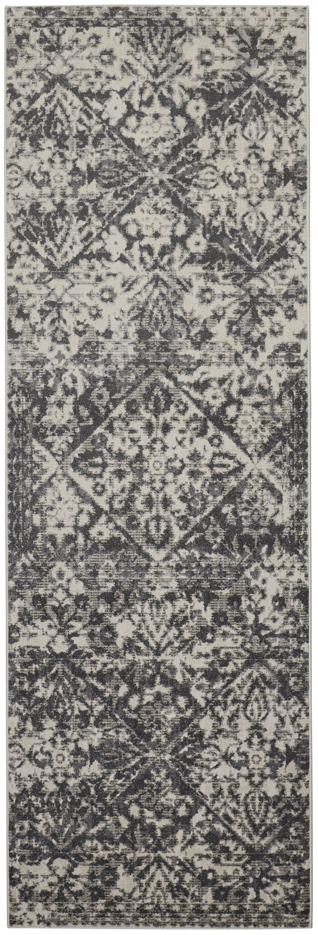 8' X 11' Gray Ivory And Silver Abstract Stain Resistant Area Rug