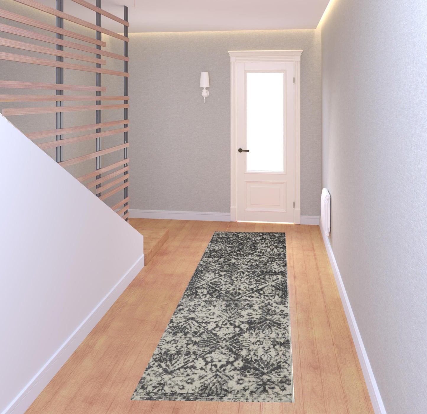 8' X 11' Gray Ivory And Silver Abstract Stain Resistant Area Rug
