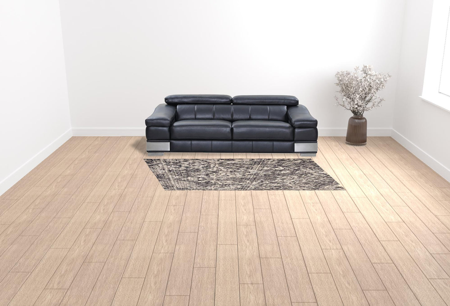 8' X 11' Gray Ivory And Silver Abstract Stain Resistant Area Rug