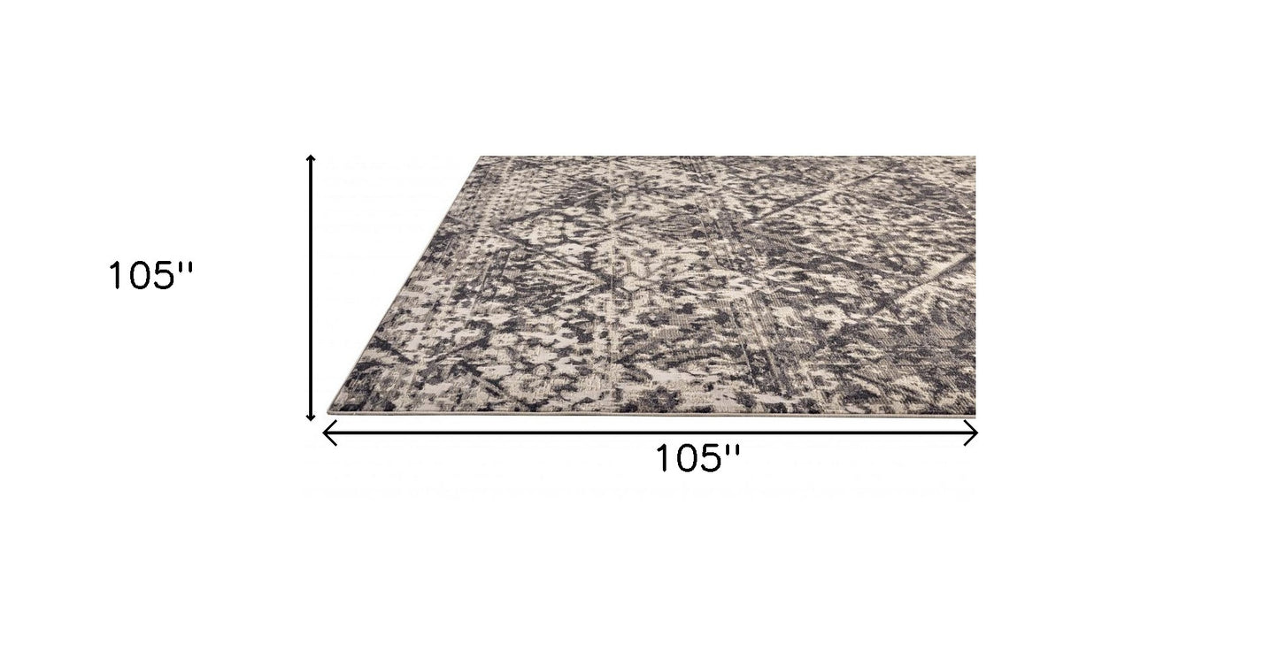 8' X 11' Gray Ivory And Silver Abstract Stain Resistant Area Rug