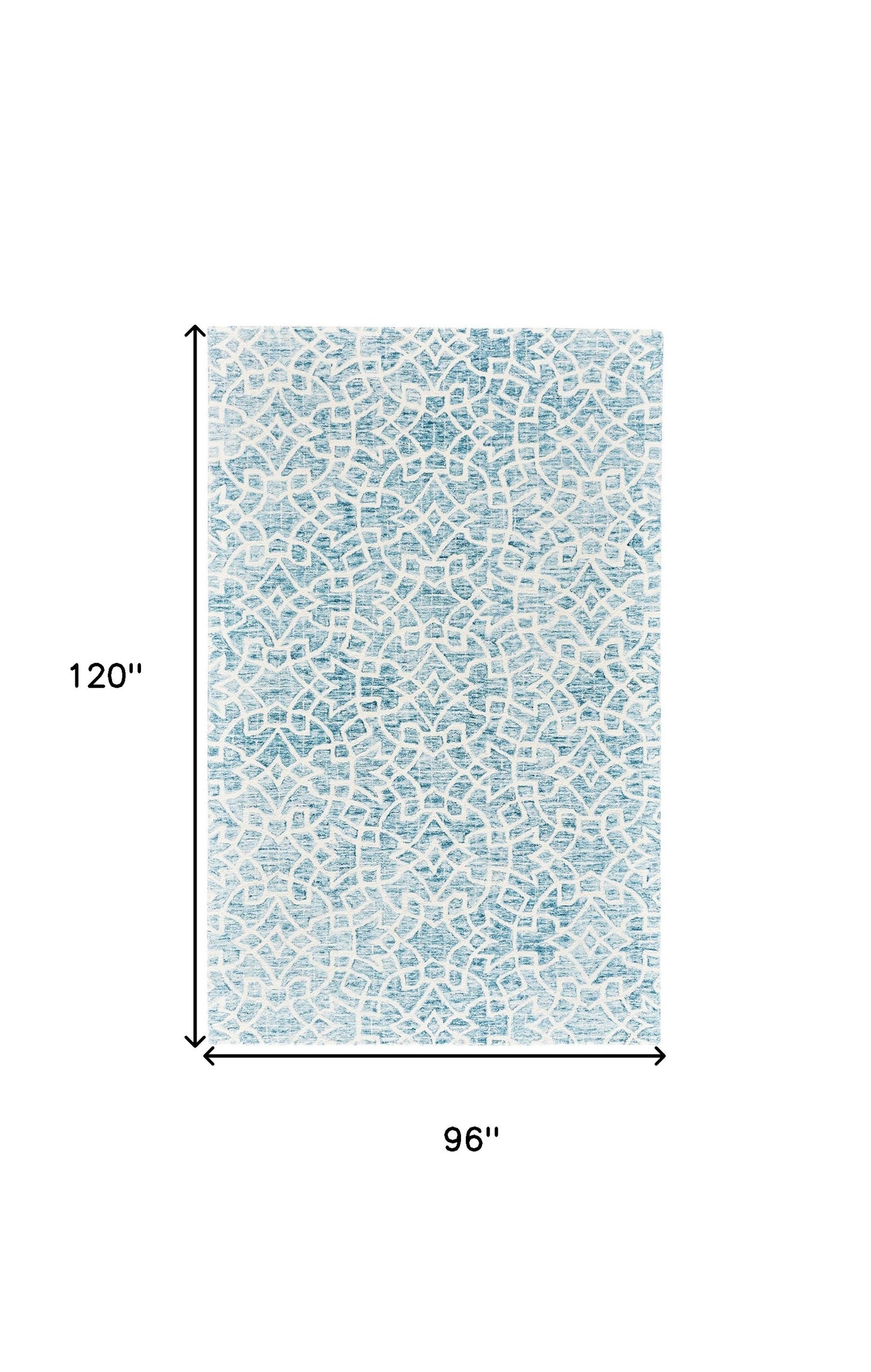 5' X 8' Blue And Ivory Wool Geometric Tufted Handmade Stain Resistant Area Rug