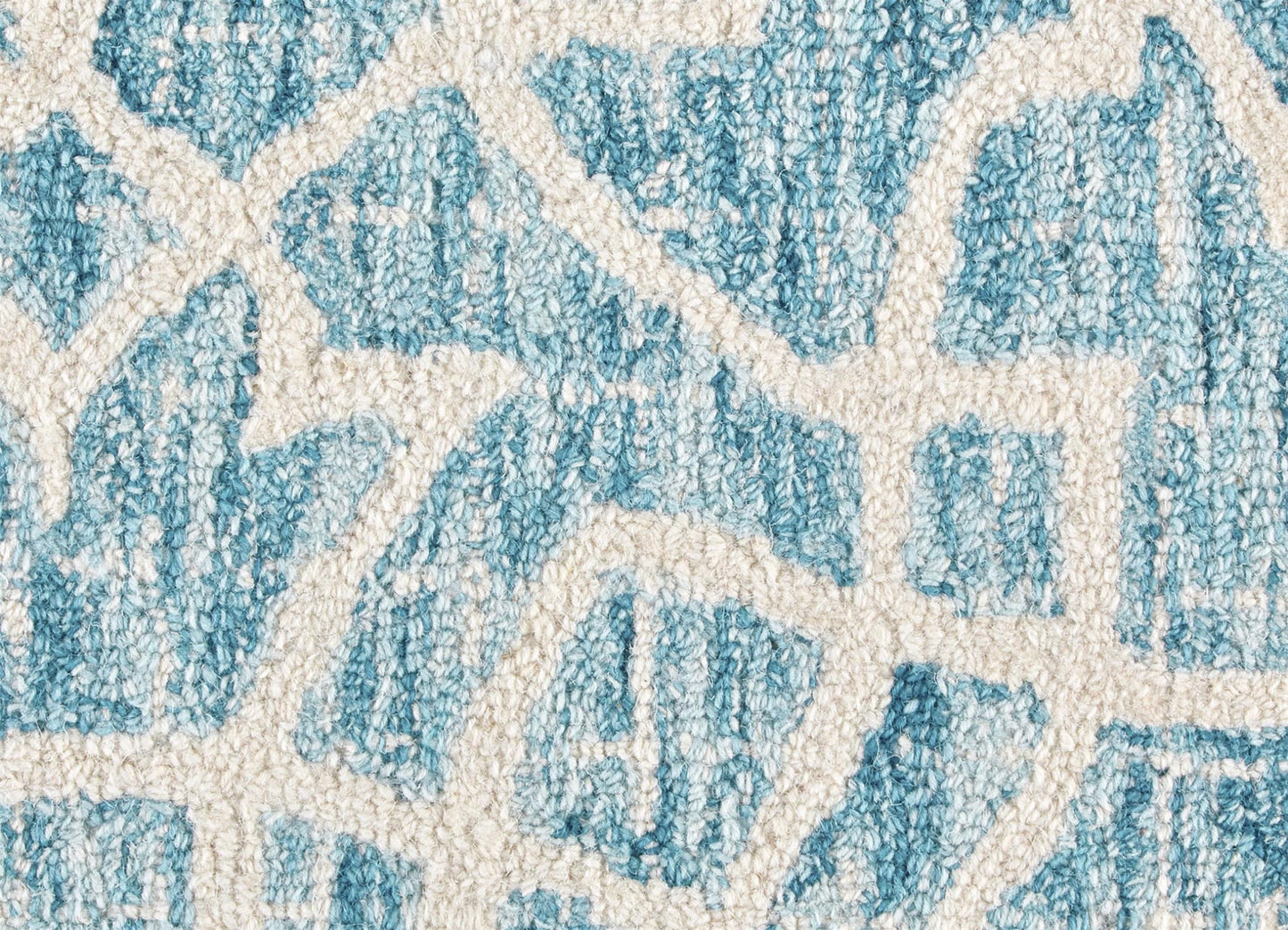 5' X 8' Blue And Ivory Wool Geometric Tufted Handmade Stain Resistant Area Rug
