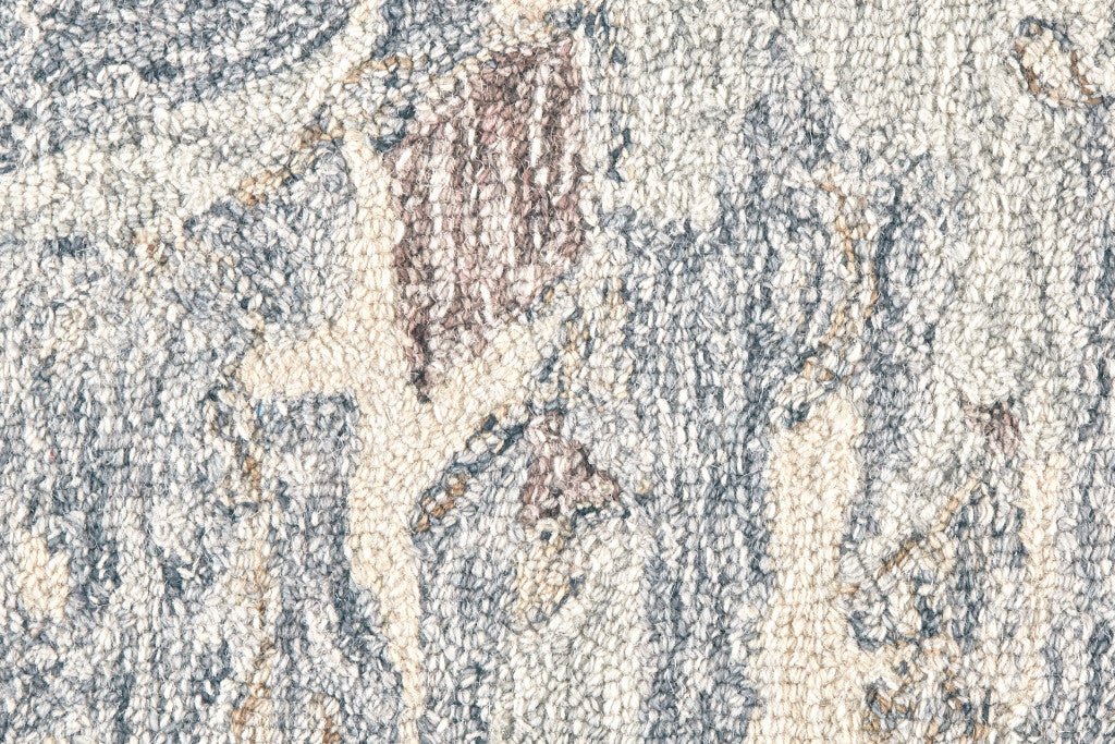 5' X 8' Blue Ivory And Taupe Wool Abstract Tufted Handmade Stain Resistant Area Rug