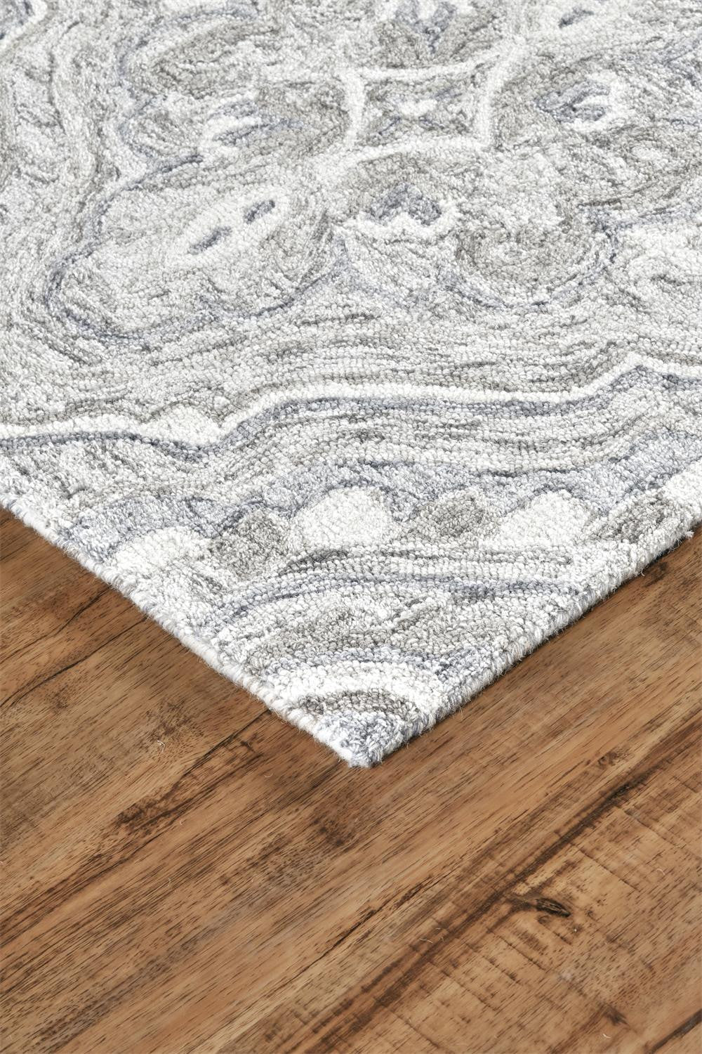 5' X 8' Blue Orange And Ivory Wool Geometric Tufted Handmade Stain Resistant Area Rug