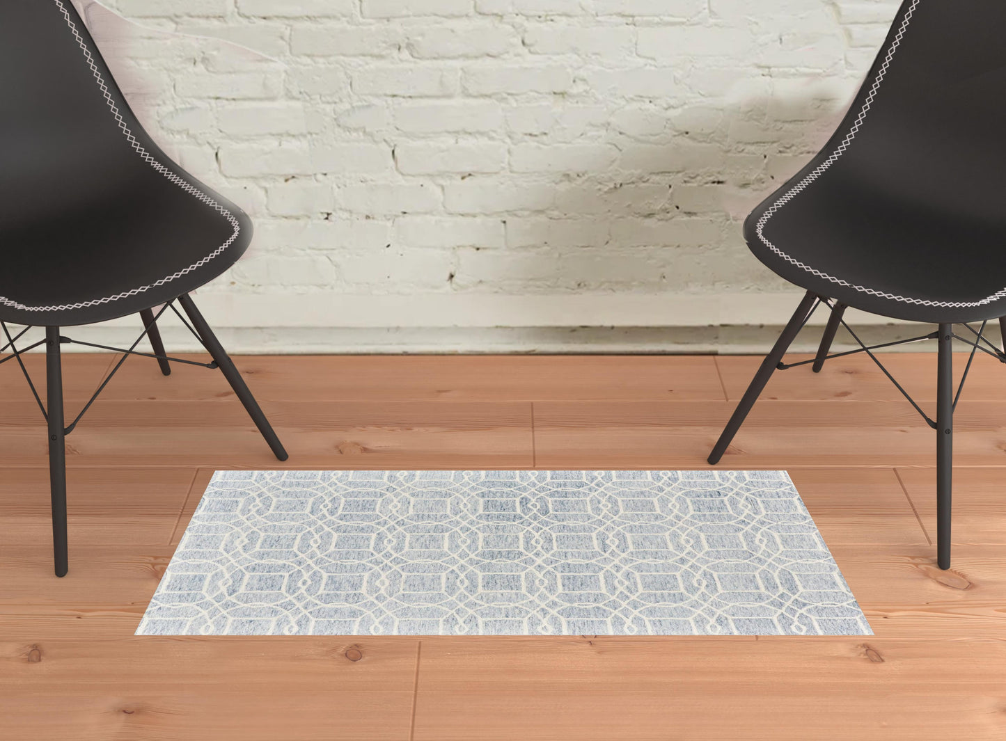 5' X 8' Black Gray And Ivory Wool Geometric Tufted Handmade Stain Resistant Area Rug