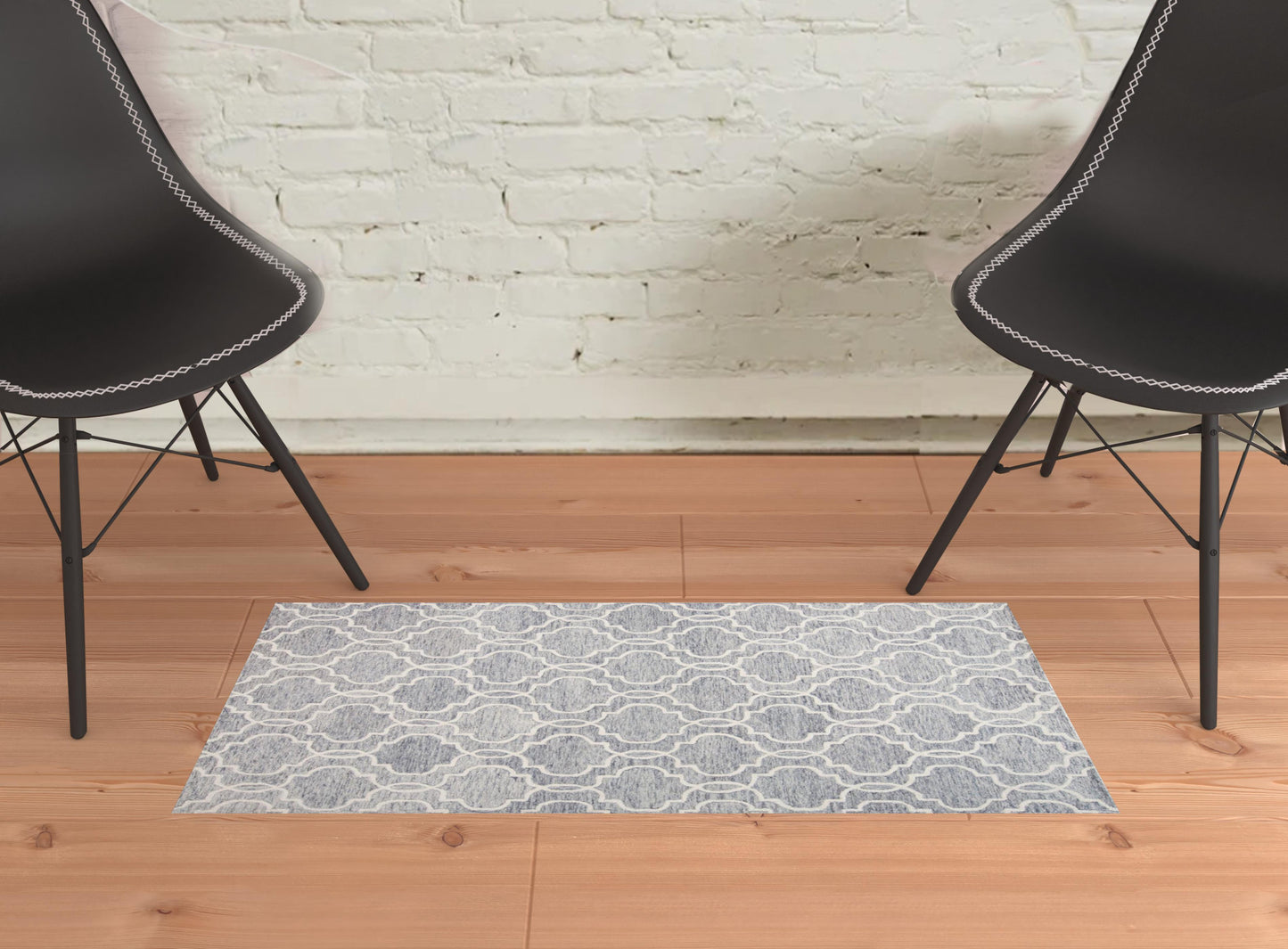 5' X 8' Gray And Ivory Wool Geometric Tufted Handmade Stain Resistant Area Rug