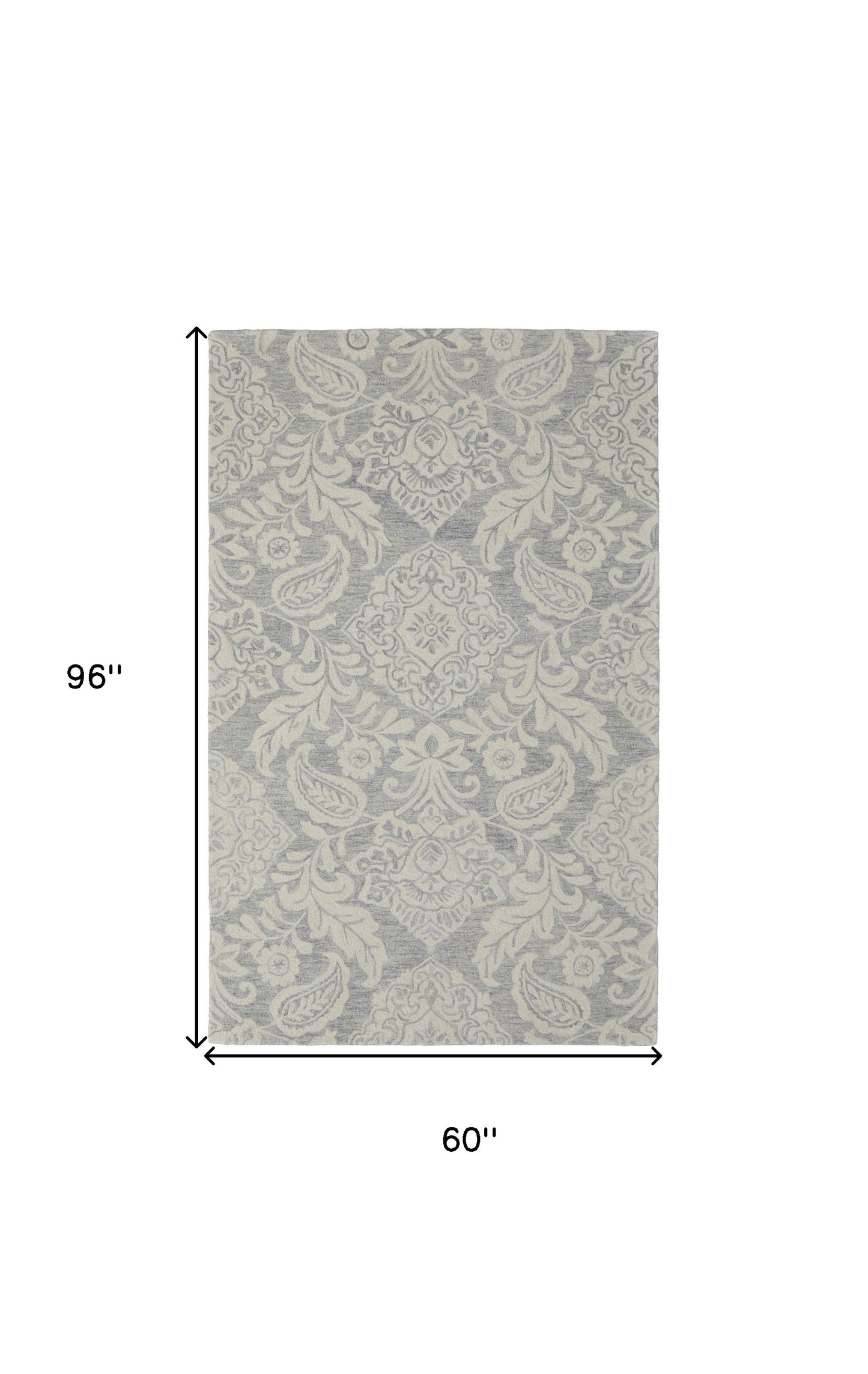 9' X 12' Blue And Ivory Wool Paisley Tufted Handmade Stain Resistant Area Rug