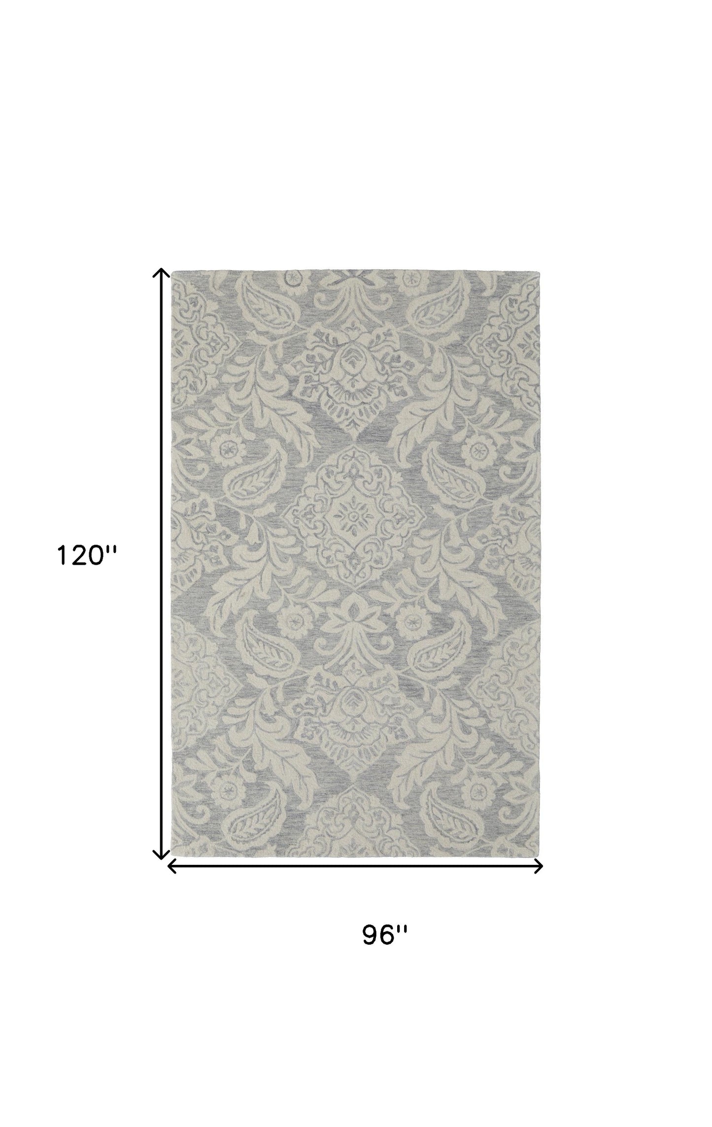 9' X 12' Blue And Ivory Wool Paisley Tufted Handmade Stain Resistant Area Rug