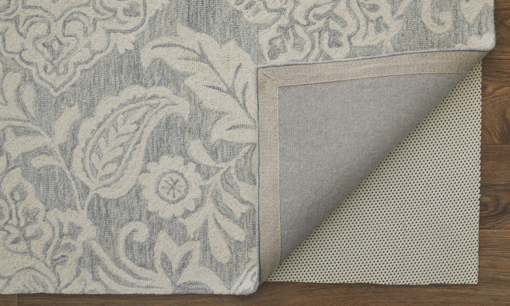 9' X 12' Blue And Ivory Wool Paisley Tufted Handmade Stain Resistant Area Rug