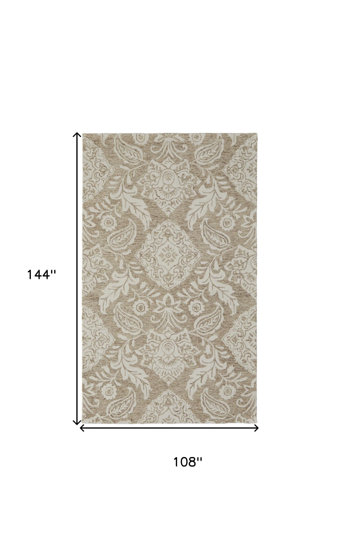 9' X 12' Blue And Ivory Wool Paisley Tufted Handmade Stain Resistant Area Rug