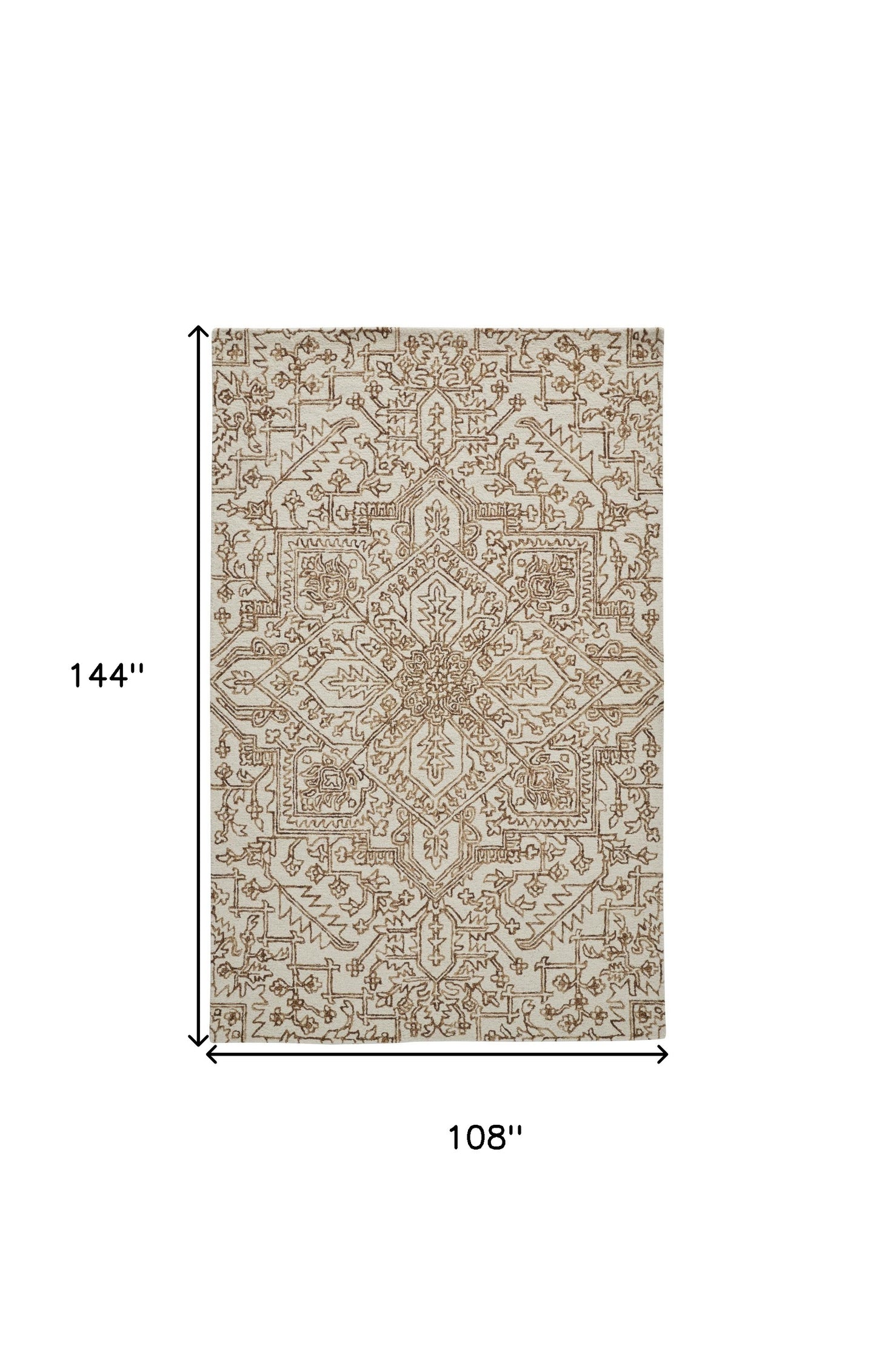 5' X 8' Ivory And Brown Wool Floral Tufted Handmade Stain Resistant Area Rug