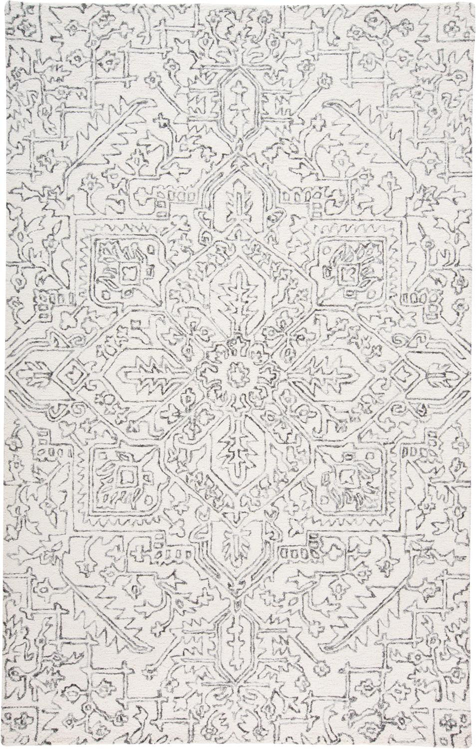 5' X 8' Ivory And Brown Wool Floral Tufted Handmade Stain Resistant Area Rug