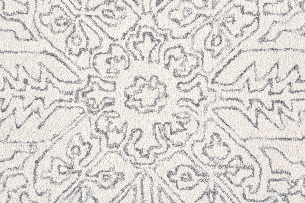 5' X 8' Ivory And Brown Wool Floral Tufted Handmade Stain Resistant Area Rug
