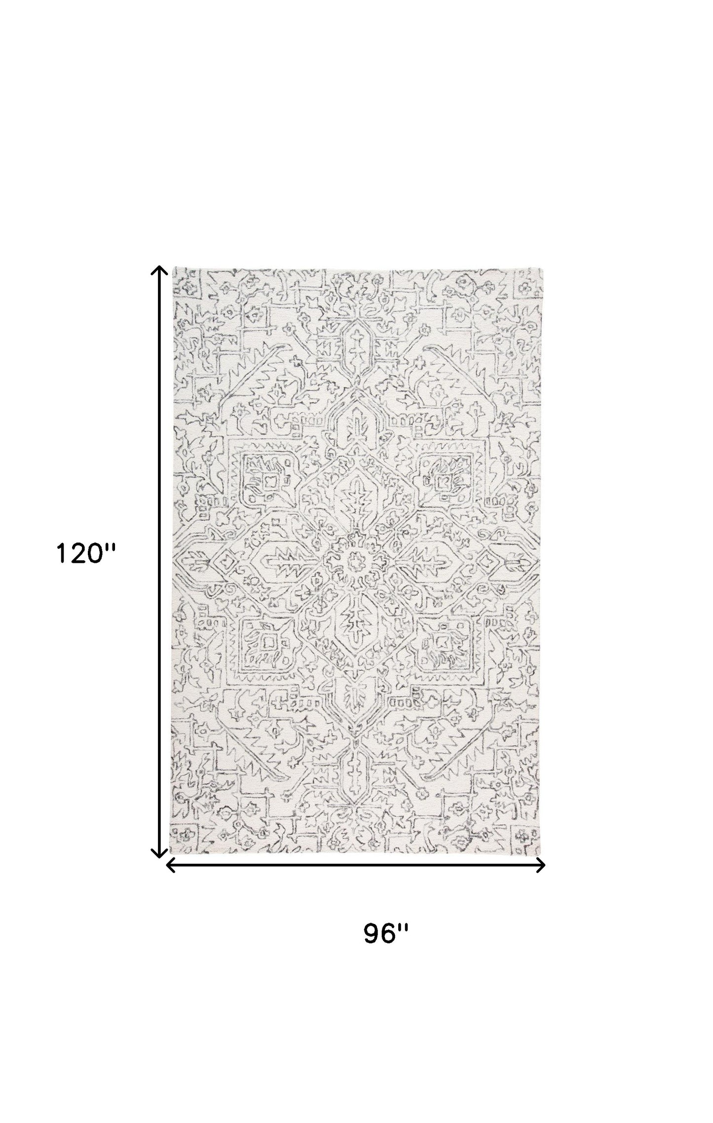 5' X 8' Ivory And Brown Wool Floral Tufted Handmade Stain Resistant Area Rug