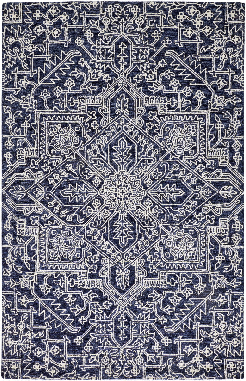 5' X 8' Ivory And Brown Wool Floral Tufted Handmade Stain Resistant Area Rug