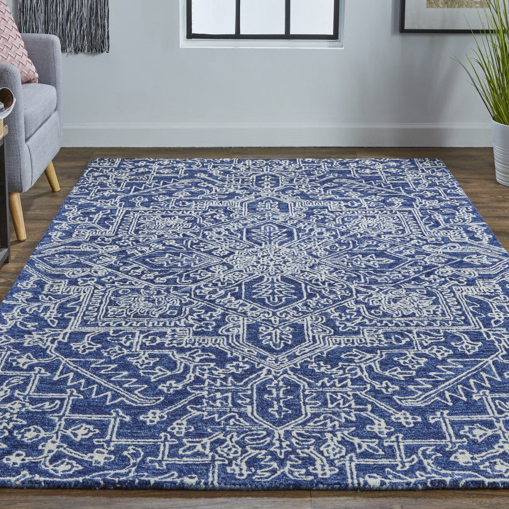 5' X 8' Ivory And Brown Wool Floral Tufted Handmade Stain Resistant Area Rug
