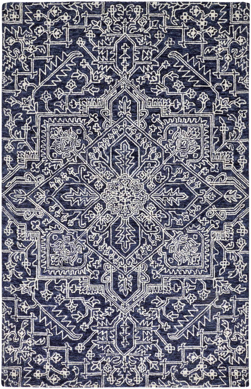 5' X 8' Ivory And Brown Wool Floral Tufted Handmade Stain Resistant Area Rug