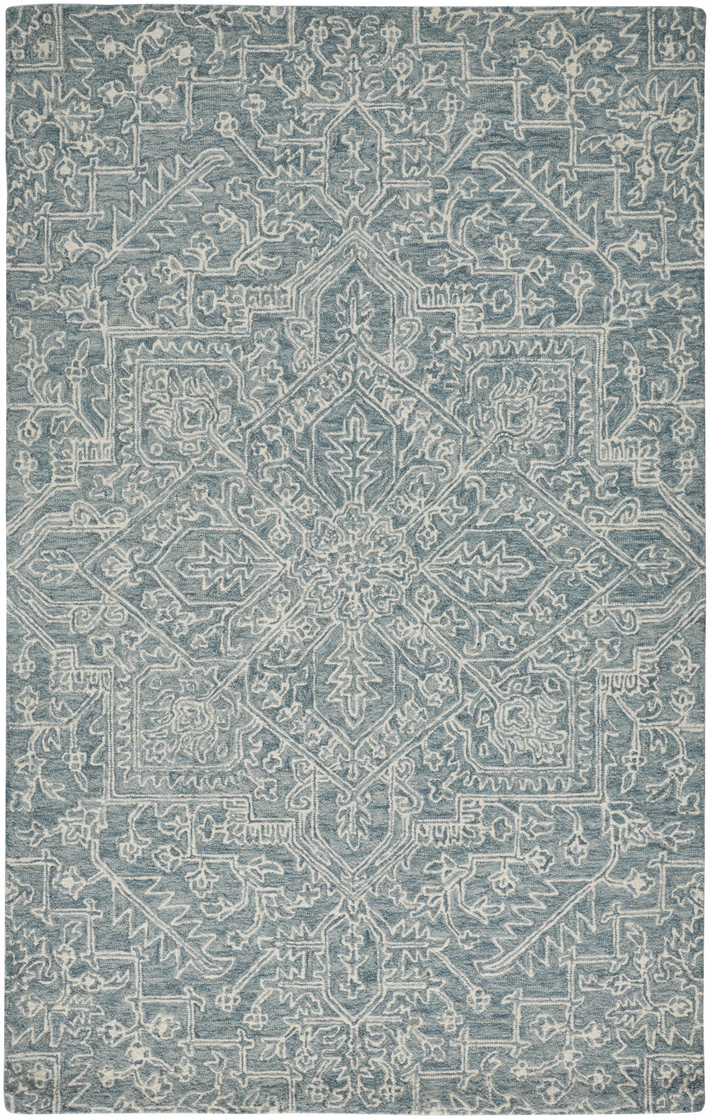 5' X 8' Ivory And Brown Wool Floral Tufted Handmade Stain Resistant Area Rug