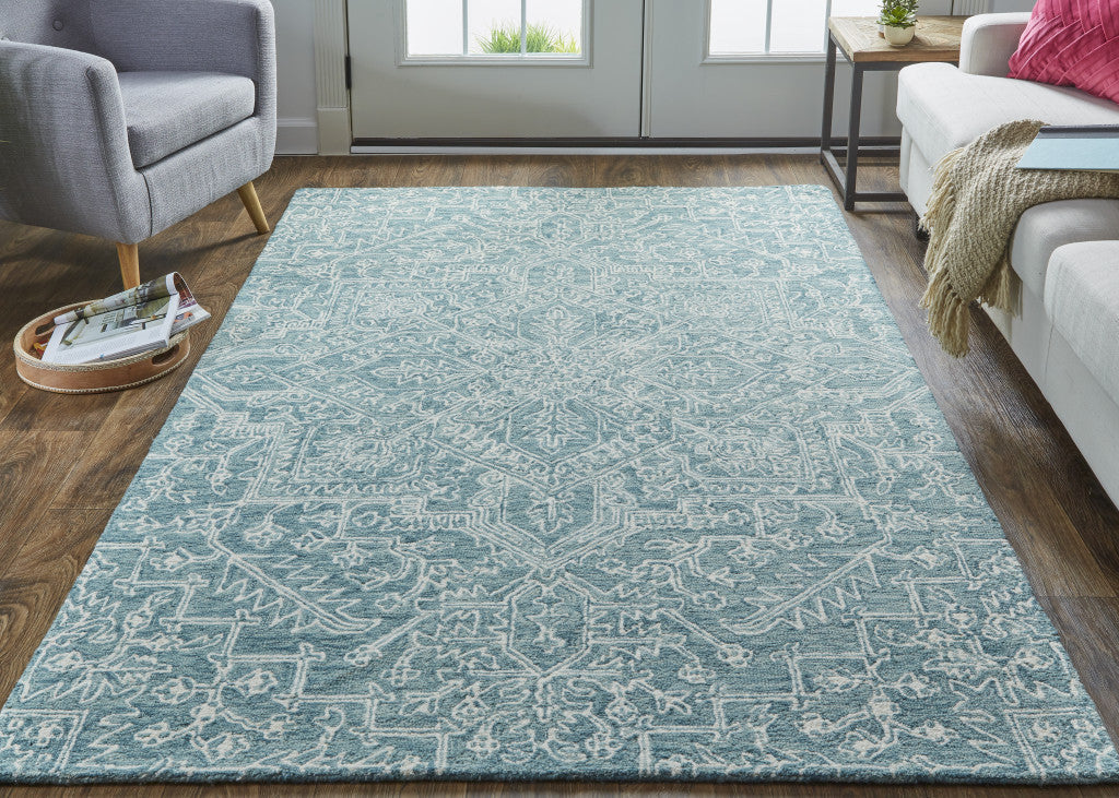 5' X 8' Ivory And Brown Wool Floral Tufted Handmade Stain Resistant Area Rug