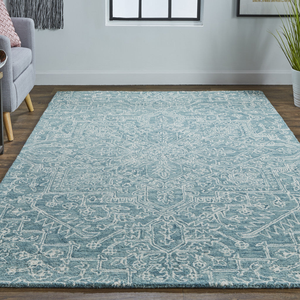 5' X 8' Ivory And Brown Wool Floral Tufted Handmade Stain Resistant Area Rug