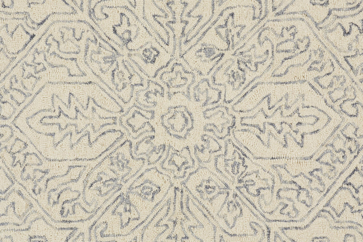 5' X 8' Ivory And Gray Wool Floral Tufted Handmade Stain Resistant Area Rug