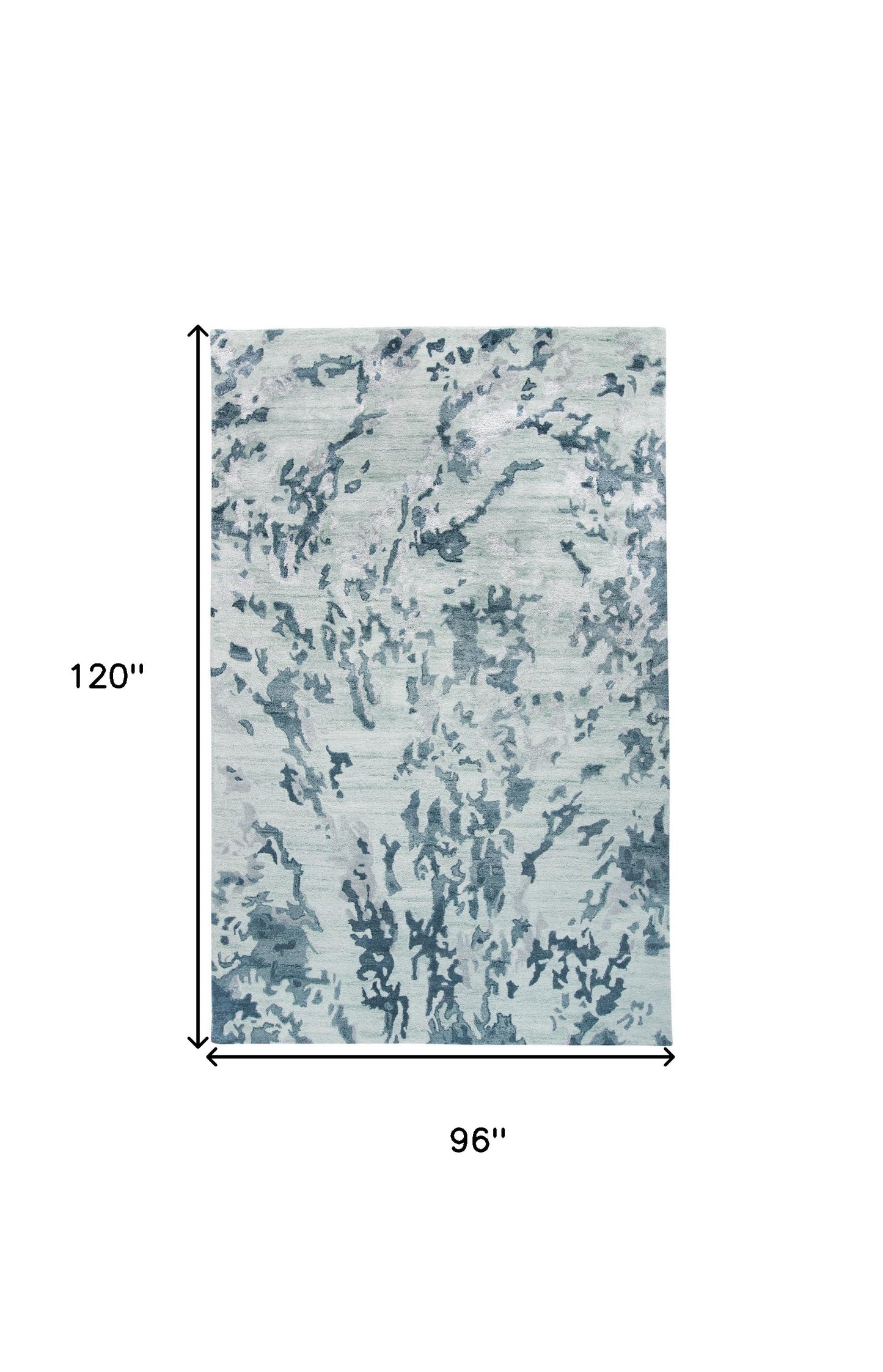 5' X 8' Blue Green And Silver Abstract Tufted Handmade Area Rug