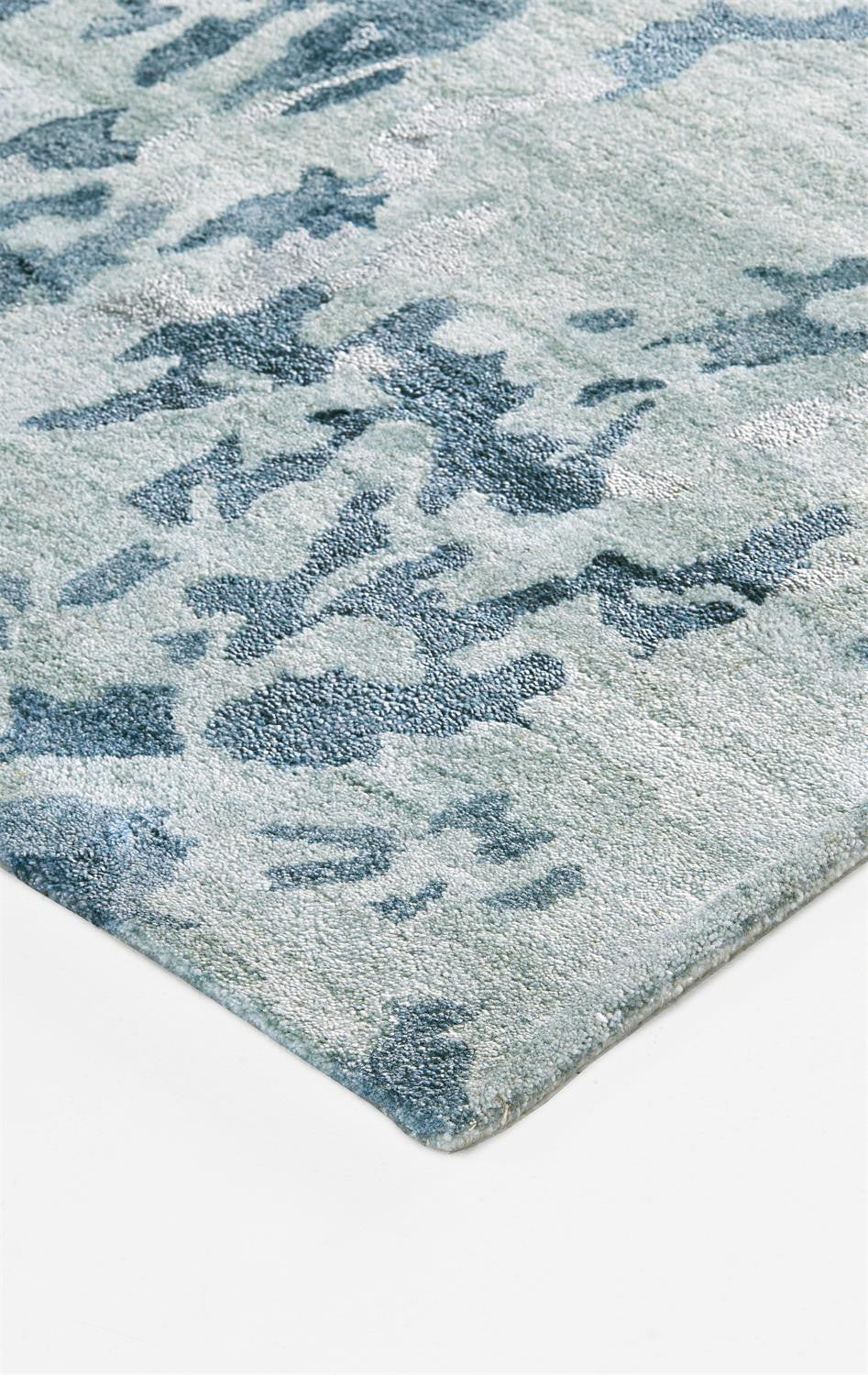 5' X 8' Blue Green And Silver Abstract Tufted Handmade Area Rug