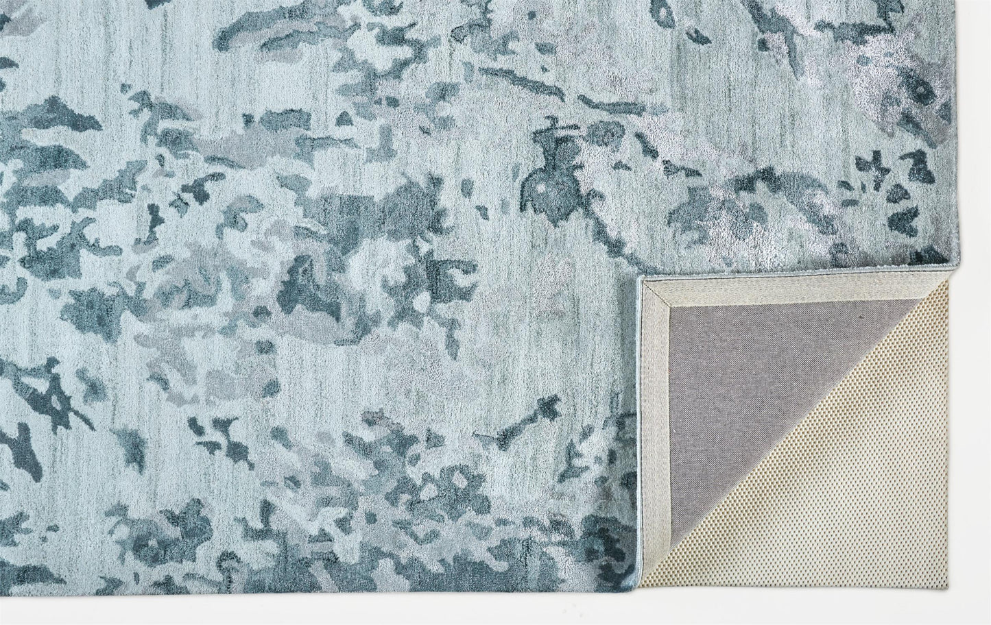 5' X 8' Blue Green And Silver Abstract Tufted Handmade Area Rug