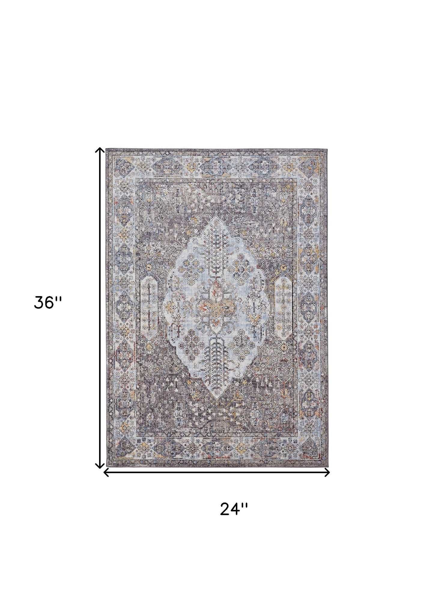 10' X 13' Gray Blue And Gold Floral Stain Resistant Area Rug