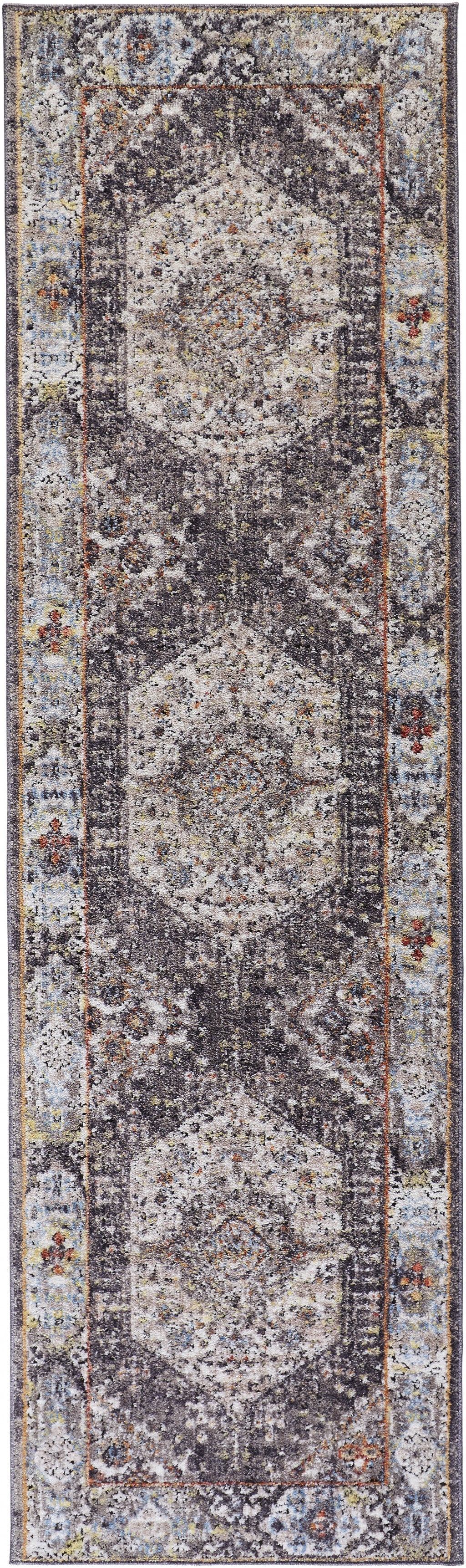 4' X 6' Purple Gray And Ivory Abstract Stain Resistant Area Rug