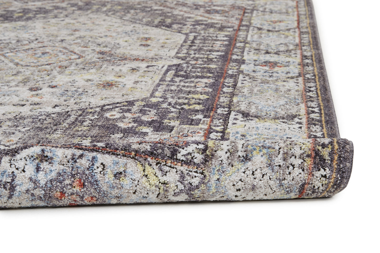 4' X 6' Purple Gray And Ivory Abstract Stain Resistant Area Rug