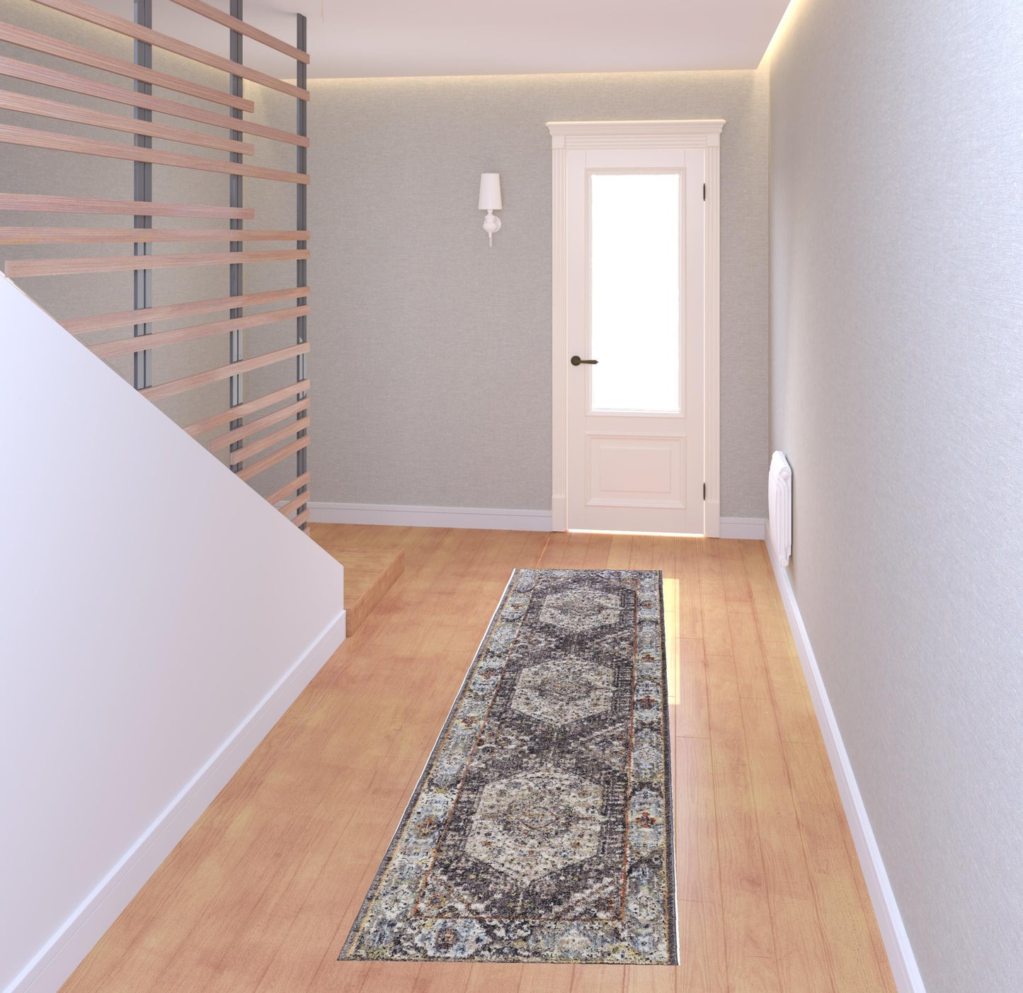 4' X 6' Purple Gray And Ivory Abstract Stain Resistant Area Rug