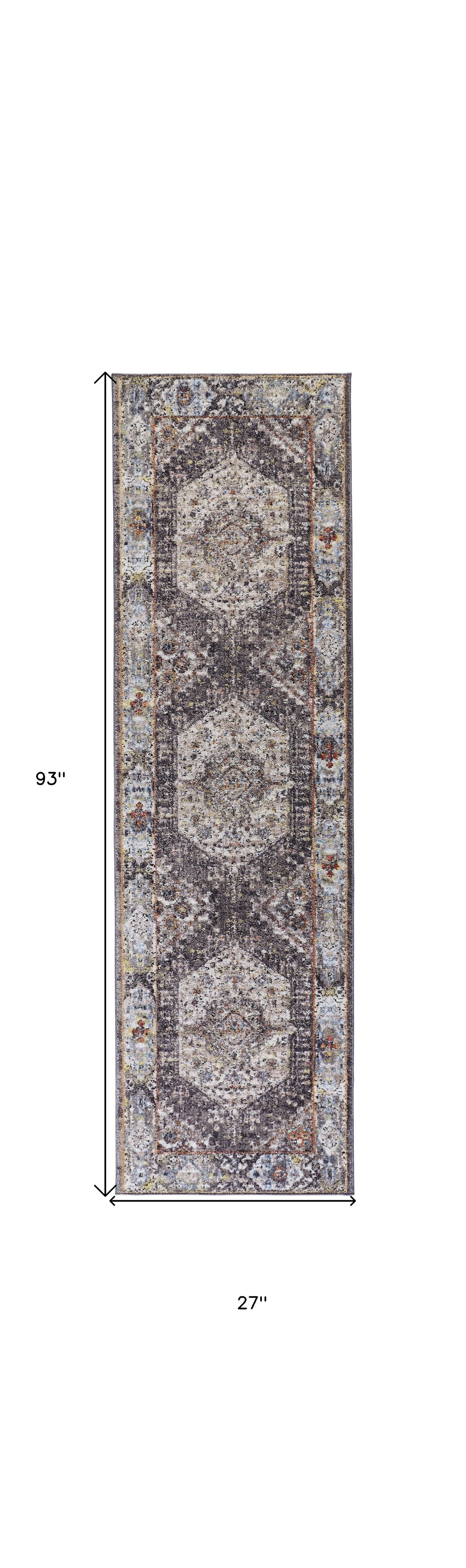 4' X 6' Purple Gray And Ivory Abstract Stain Resistant Area Rug