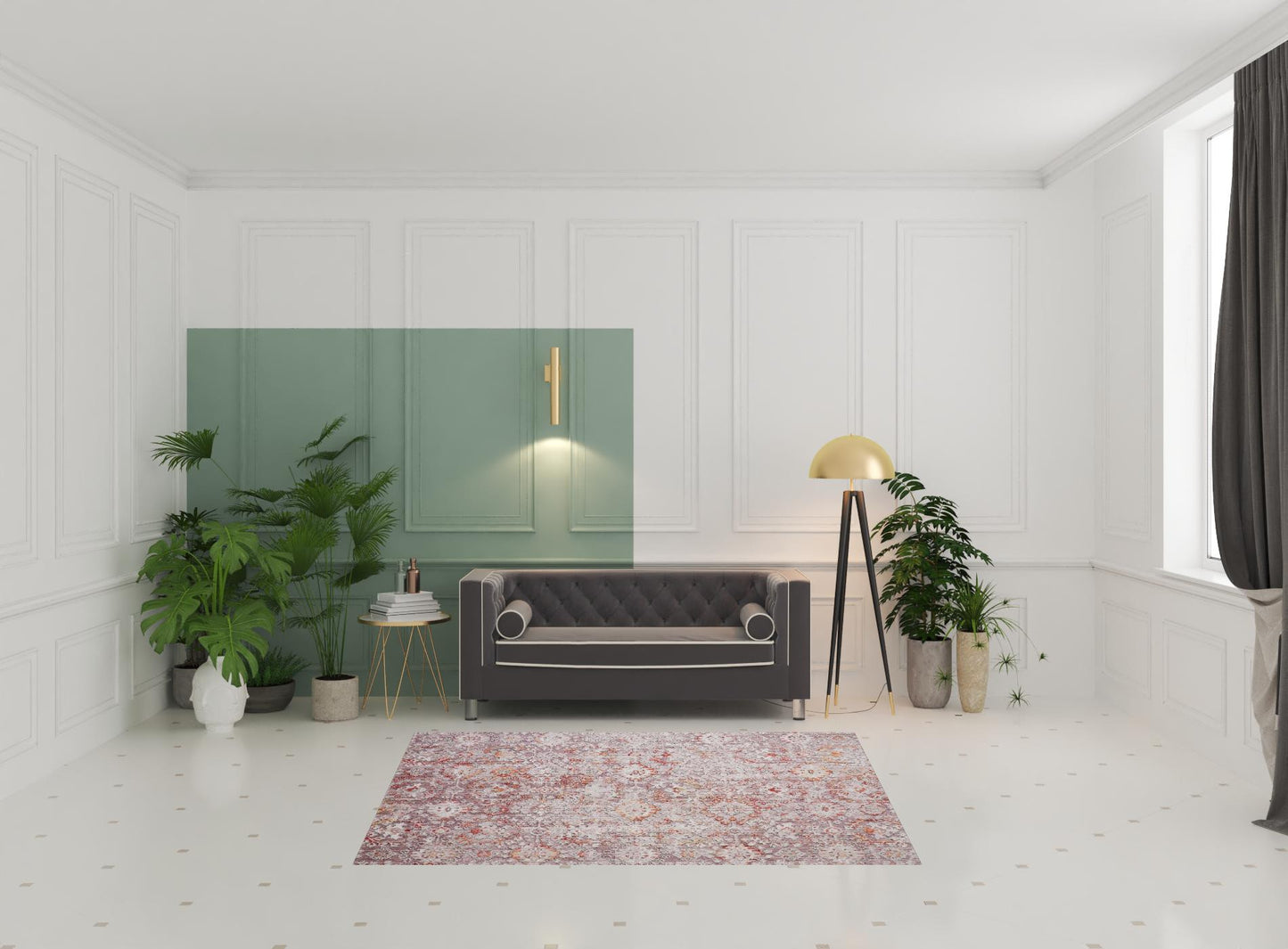 4' X 6' Pink Ivory And Gray Abstract Stain Resistant Area Rug