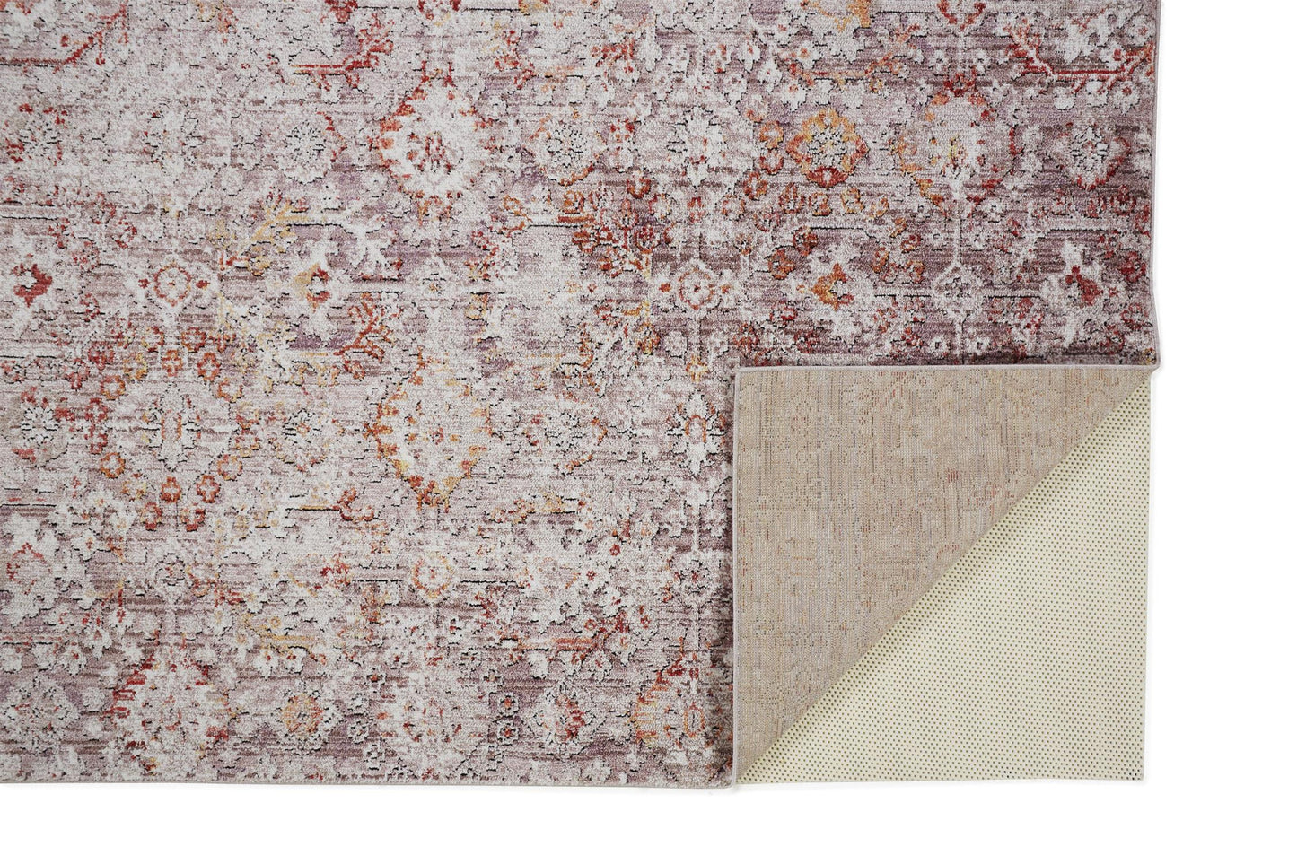 4' X 6' Pink Ivory And Gray Abstract Stain Resistant Area Rug